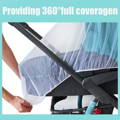 2Pcs Mosquito Net for Pram, Pram Net Cover, Mosquito Net for Cot, Bug Net, Baby Mosquito Net, Bug Net Washable Fine Mesh Cover with Elastic Edge, for Stroller, Bassinet, Travel Cot (White & Black)