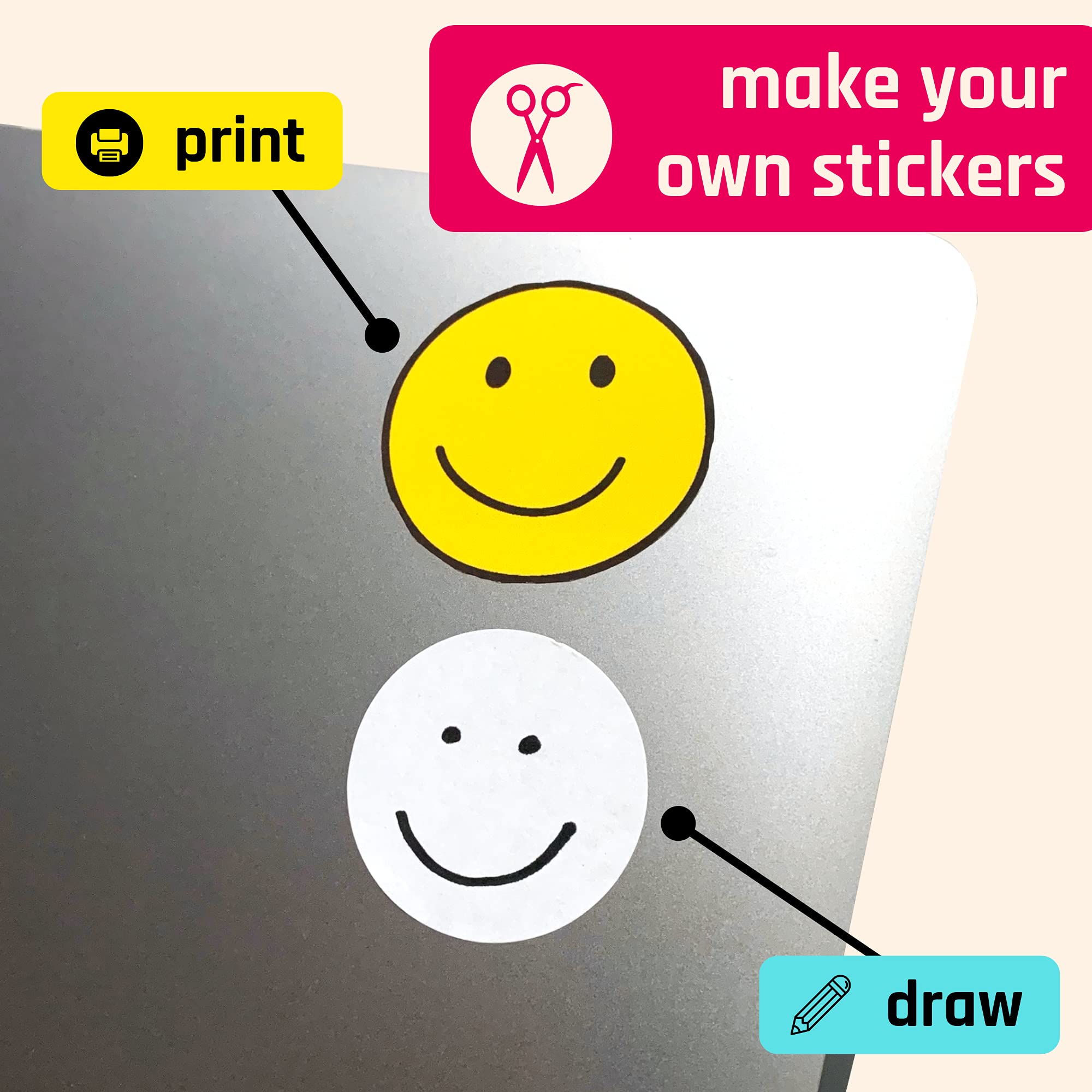 Sticker Paper for Printer A4, White Printable Sticky Labels for Printing - 25 Sheets