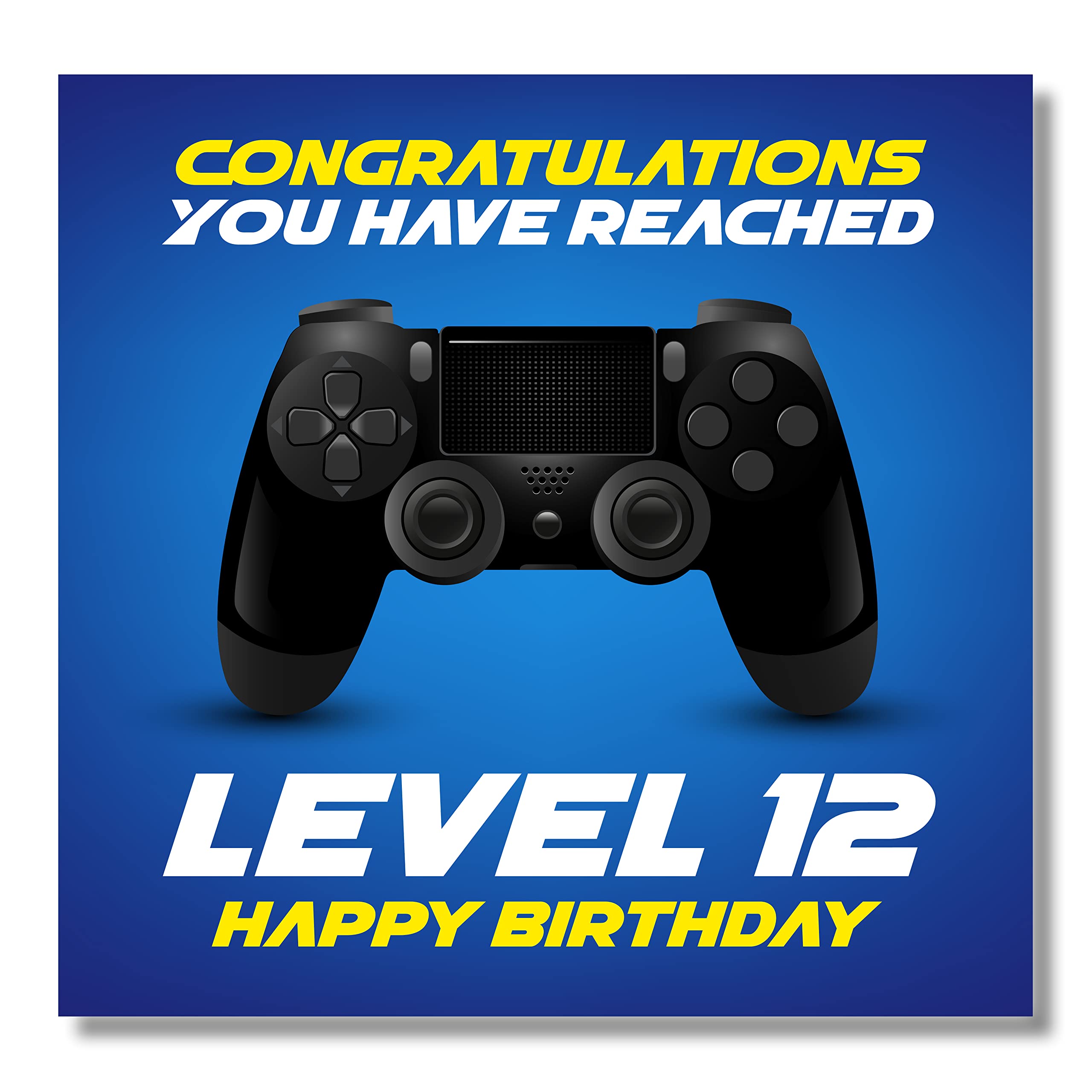 Punkcards Gamer Birthday Card - 12th Birthday Card - Congratulation You Have Reached Level 12 Happy Birthday - Birthday Cards - Age 12th Twelve Twelfth - Video Game Gaming