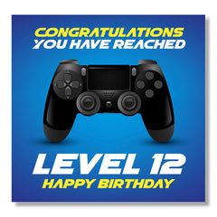 Punkcards Gamer Birthday Card - 12th Birthday Card - Congratulation You Have Reached Level 12 Happy Birthday - Birthday Cards - Age 12th Twelve Twelfth - Video Game Gaming