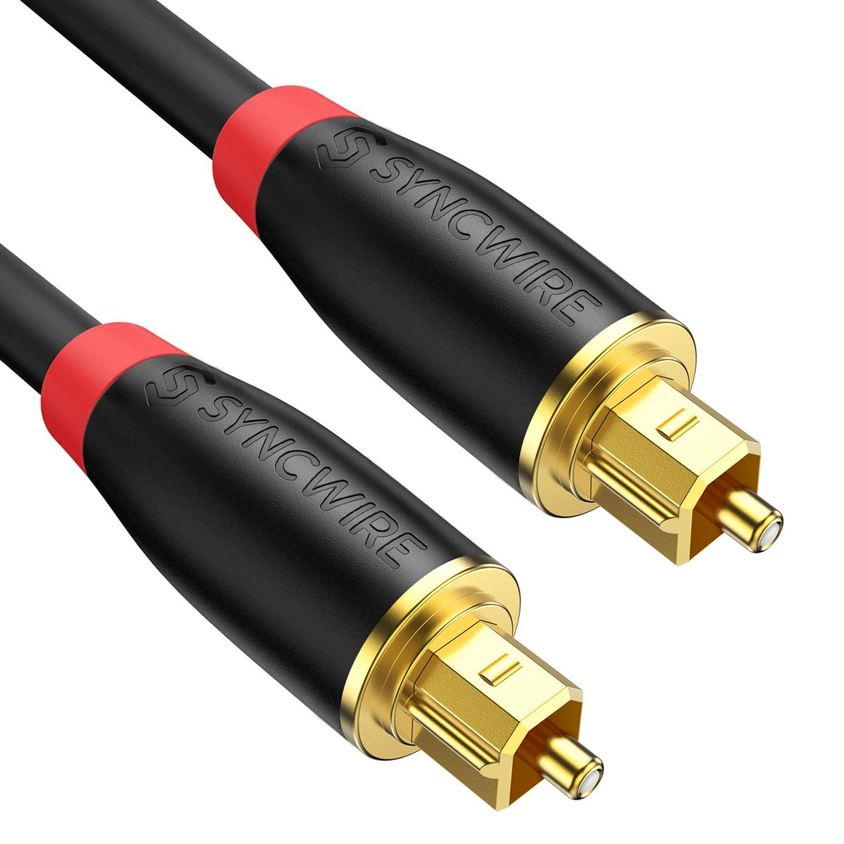 SYNCWIRE Digital Optical Audio Toslink Sound Bar TV Cable - [24K Gold-Plated, Ultra-Durable] Fiber Optic Male to Male Cord for Home Theater Sound Bar, TV, PS4, Xbox, Playstation and More - 3.3ft / 1M