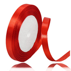 Red Ribbon Satin 10mm, 23 Meters Solid Color Fabric Ribbon for Crafting, Gift Wrapping, Hair Bows Making, Floral Bouquet, Cake Decoration, Balloons, Wedding Party and DIY Sewing Projects