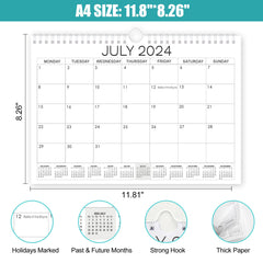 18 Mo Calendar 2024/25, A4 Wall Calendar 2024-2025, Monthly 2025 Calendar for Family Planner, Month to View From July 2024 - Dec.2025, Academic Calender for Office Kitchen, Simple Style