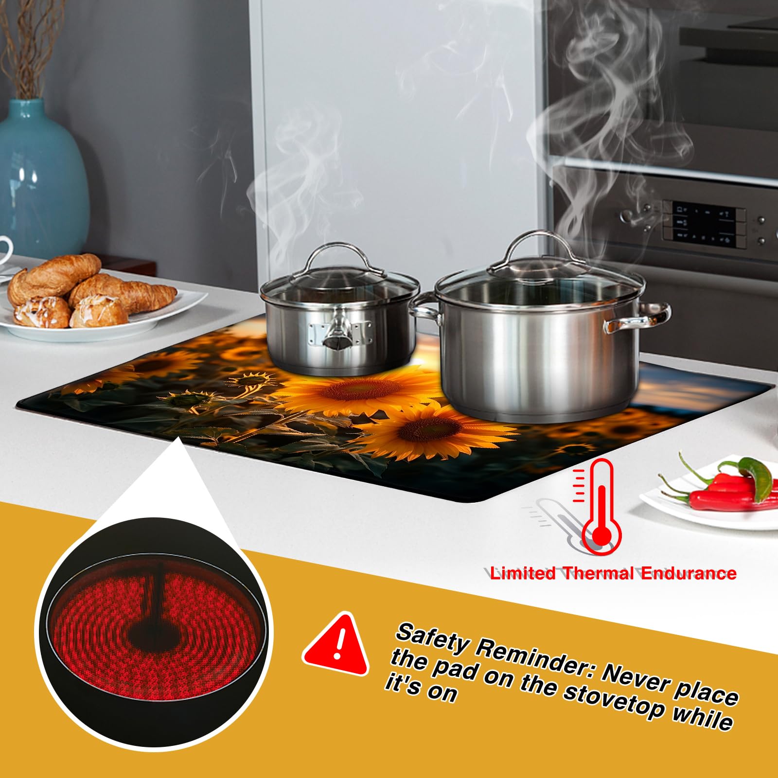 Kitchenraku Hob Cover 61x53cm, Electric Hob Covers, Ceramic Hob Covers, Induction Hob Covers, Glass Hob Covers, Hob Covers for Electric Cookers to Protect from Scratches (CMT11 E, 61x53cm)