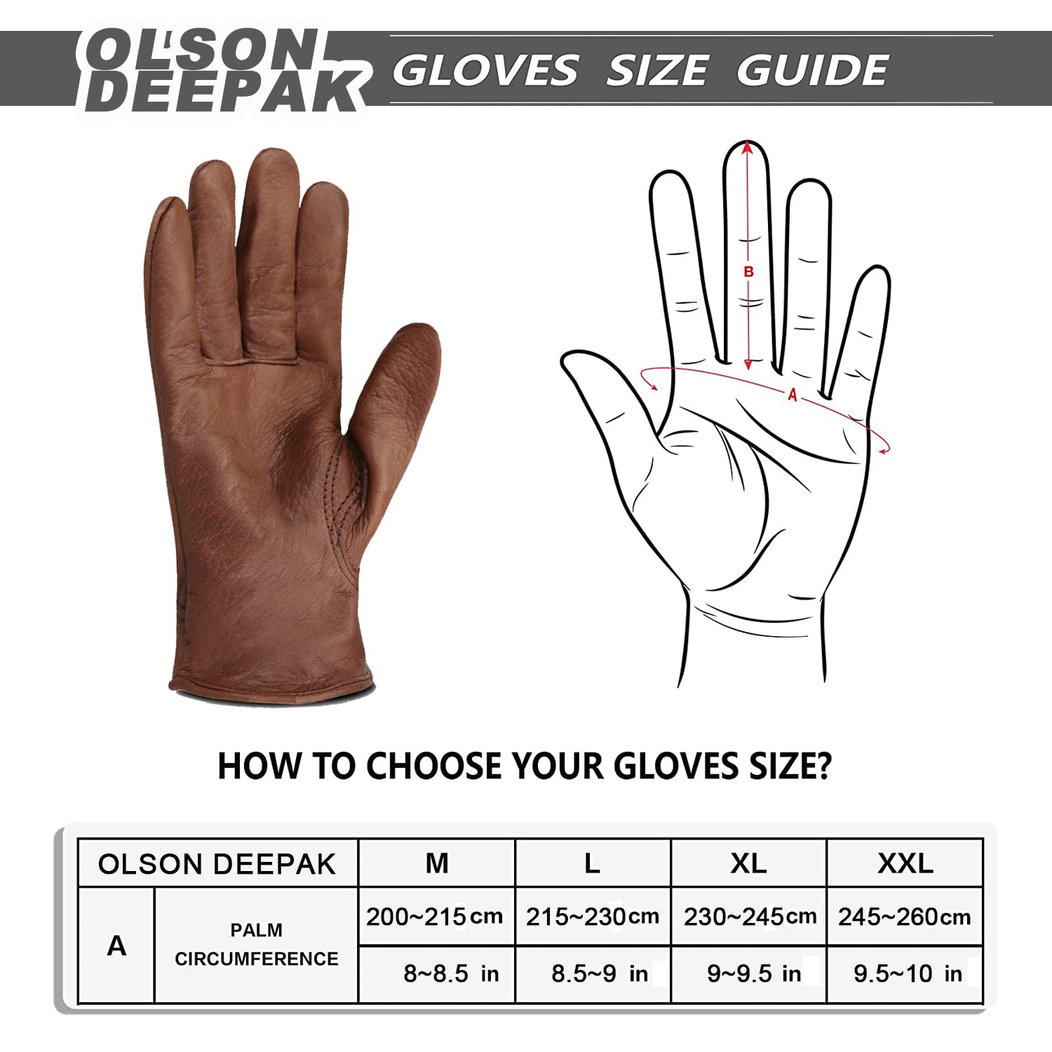 OLSON DEEPAK Cowhide Leather Gloves for Men&Women,Brown Moterbike Leather Gloves,Thorn Proof Garden Work Gloves,Outdoor Camping leather gloves (Medium, Retro Brown)