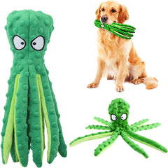 RAYITO Octopus Dog Toys, No Stuffing Squeaky Dog Toys Interactive Octopus Dog Chew Toys with Crinkle Paper for Small Medium Dogs Playing and Training(Green)