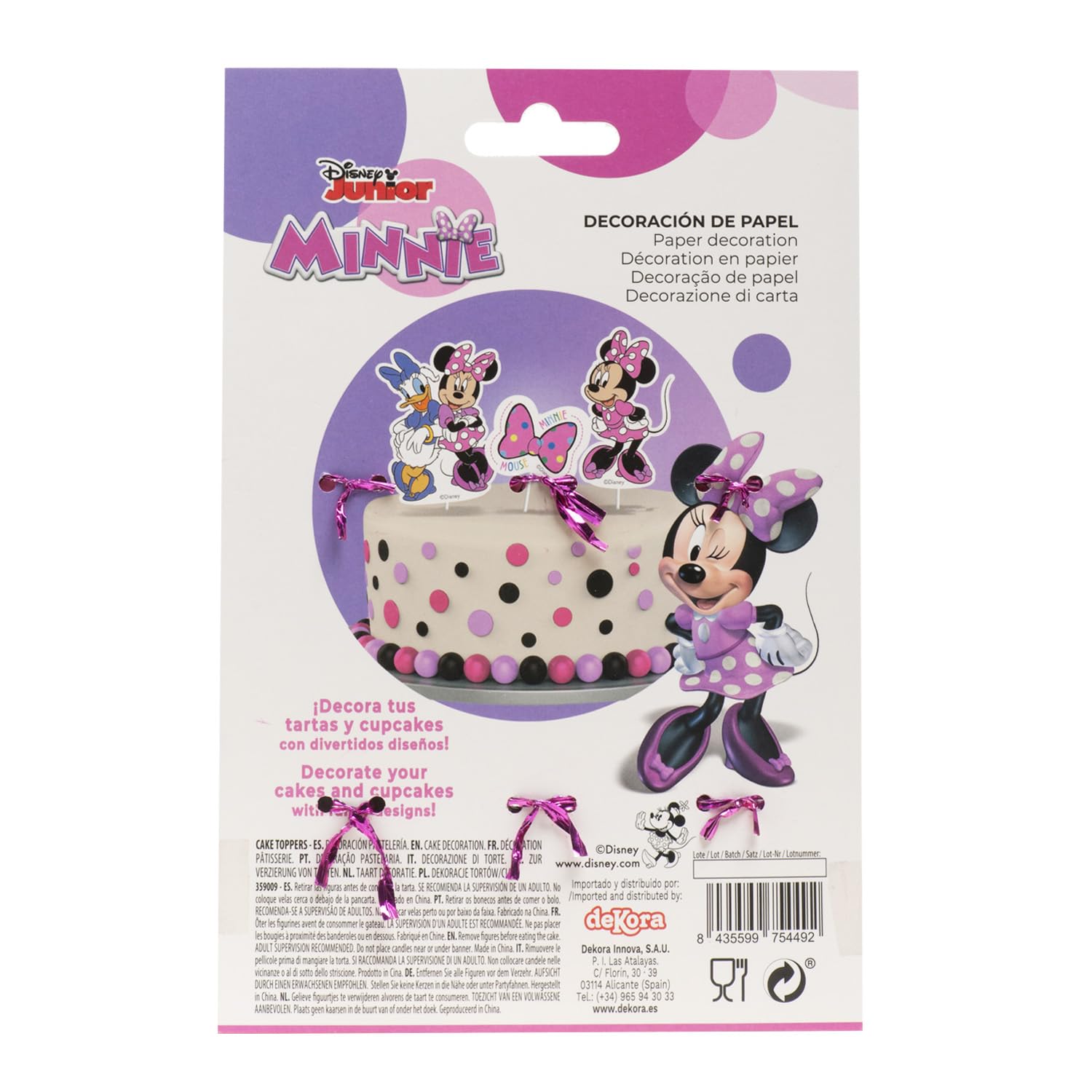 dekora - Set for Cupcakes and Muffin Decoration Birthday - Minnie Mouse Cupcake Toppers Made of Paper - 30 Pieces in 6 Different Designs