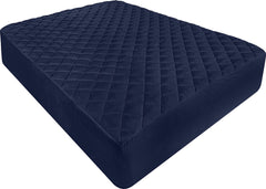 Utopia Bedding Quilted Fitted Mattress Pad Small Double 4 FT 122x190 cm, Extra Deep Mattress cover, Mattress Topper, Mattress Protector Stretches up to 38 CM (Navy)