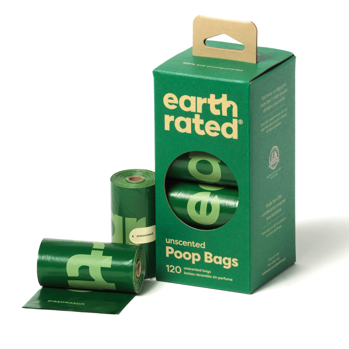 Earth Rated Dog Poo Bags, New Look, Guaranteed Leak Proof and Extra Thick Waste Bag Refill Rolls For Dogs, Unscented, 120 Count