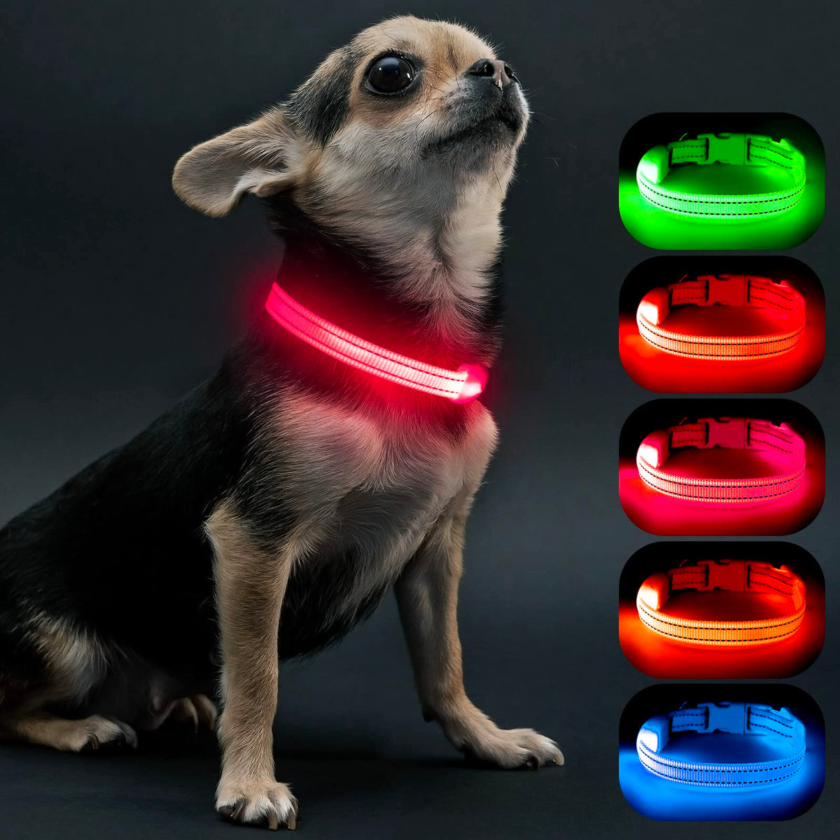 Visinite Light Up Dog Collar, Small Dog Collar Light For The Dark, Led Dog Collar Rechargeable, Night Flashing Dog Collar, Reflective Dog Led Light Collar, Dog Light Up Collar Keep Pet Safe (Pink,S)