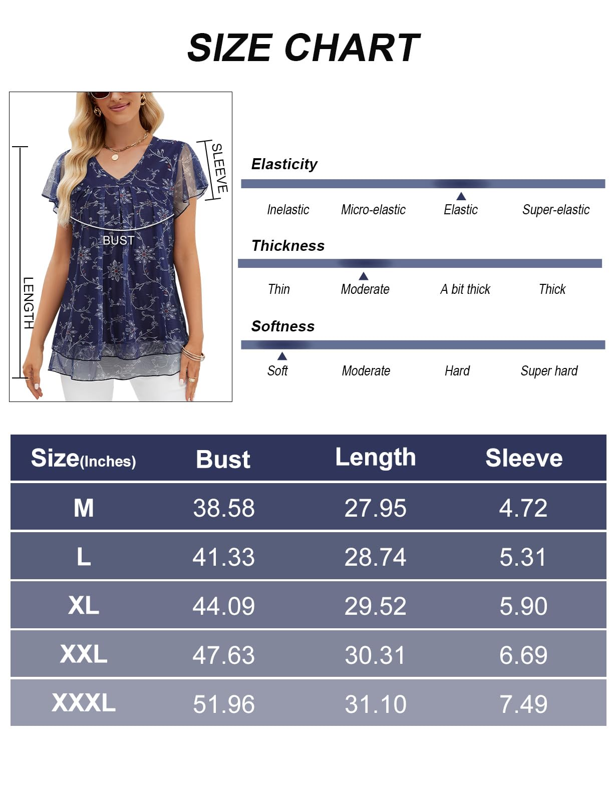 Syphiby Long Tops to Wear with Leggings, Summer Tunic for Women Plus Size Clothing for Womens Short Sleeve Blouses Flowy Shirt Dressy Casual Top Mesh Blouses for Women Work, Navy Blue-3XL