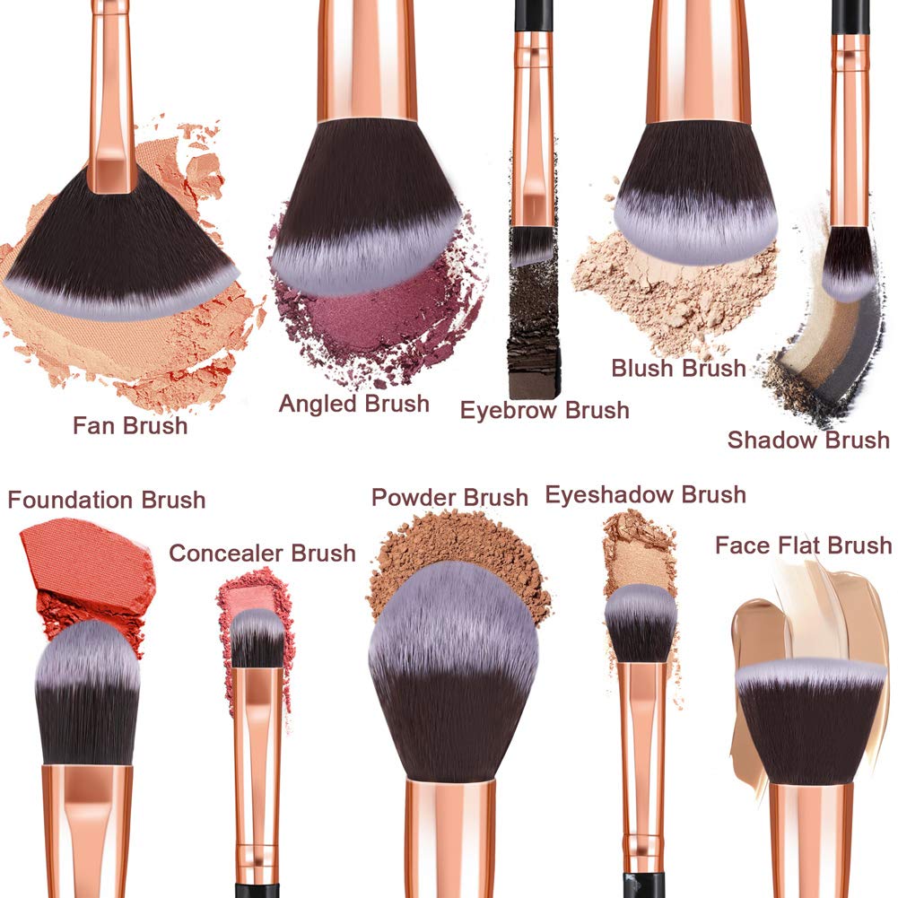 Makeup Brushes, 10pcs Professional Marble Makeup Brush Set, Premium Synthetic Kabuki Foundation Brush Makeup Sets for Eyeshadow Eyebrow Foundation Brush Concealer, Make Up Brush Set with Cosmetic Bag