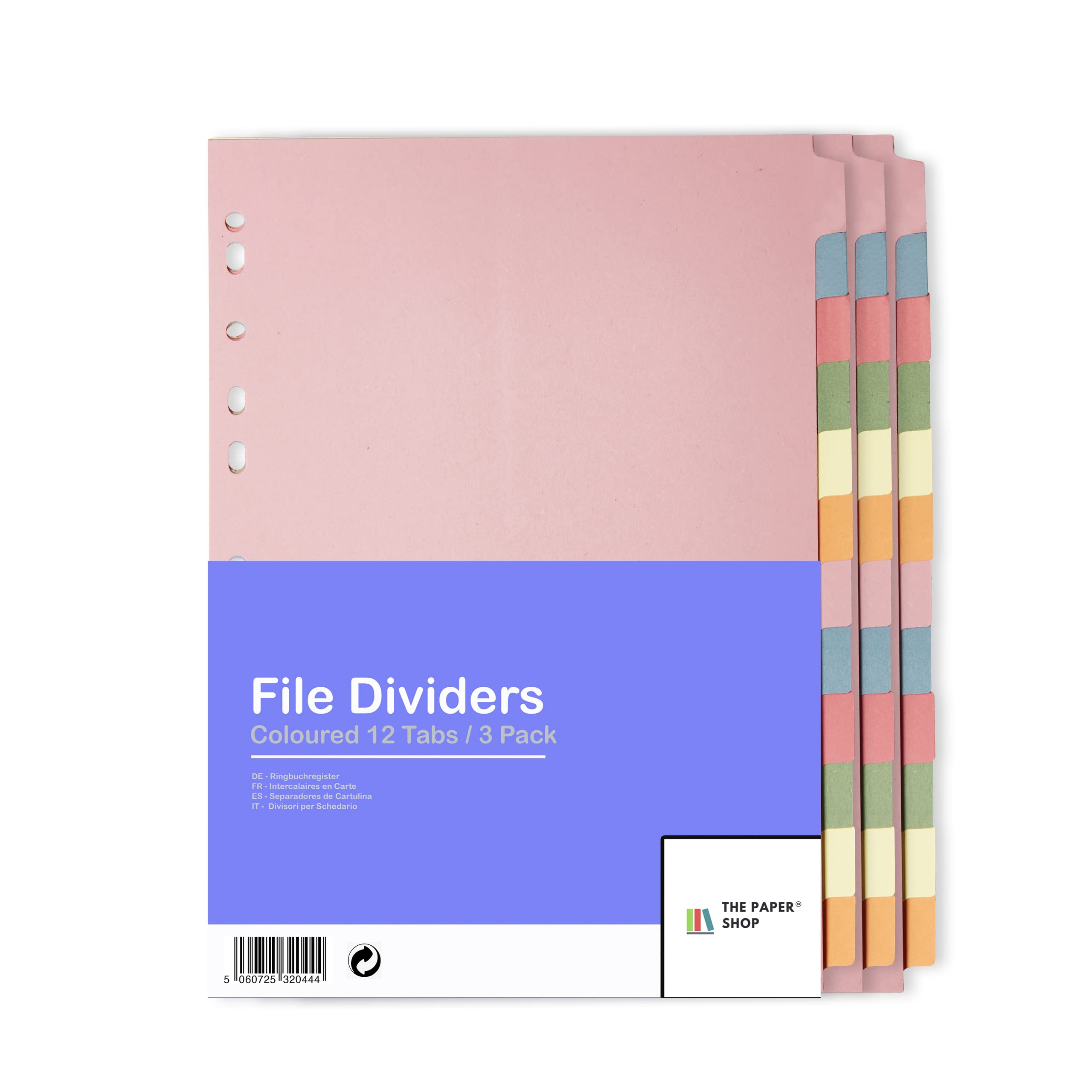 [3 Pack] A4 File Dividers 12 Part   A4 Subject Dividers 12 Part Card Folder Dividers Multi Hole Punched in Assorted Colours   Fit All A4 Portrait File Dividers (3)