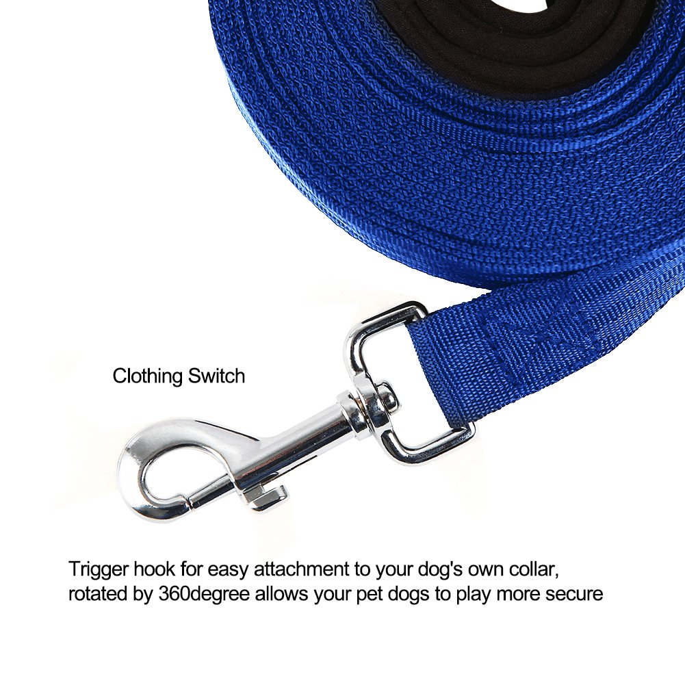 Vivifying Dog Training Lead Leash, 20m/65ft Long Nylon Training Dog Leash for Pet Tracking Training Obedience Lead Leash (Blue)