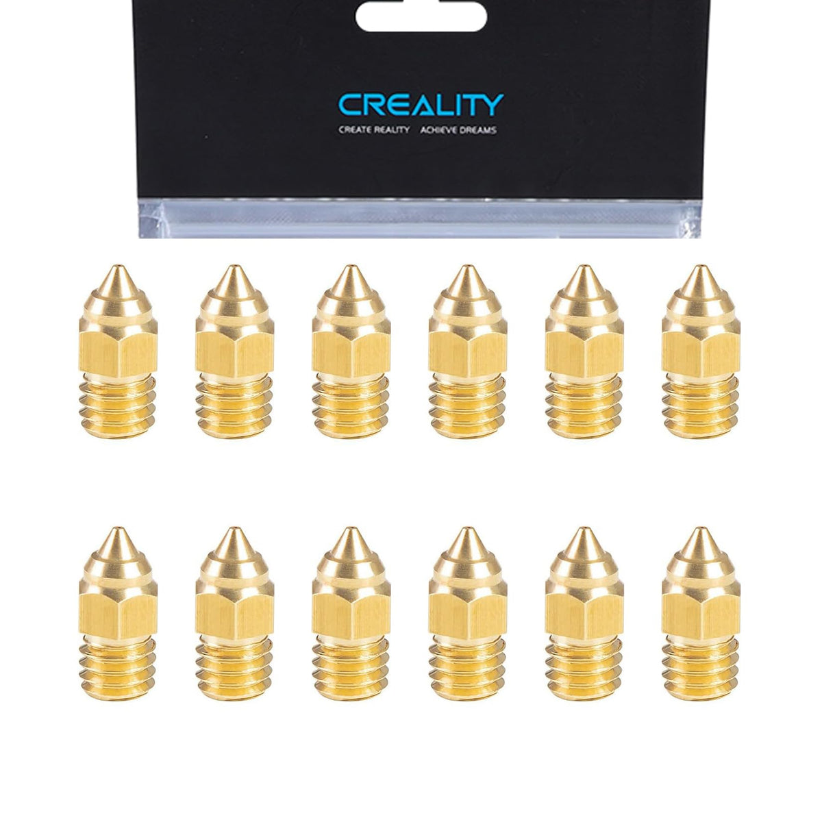 Creality 12PCS CR-6 SE, Ender 3 S1 3D Printer Nozzles, 3D Printer Parts Hotend 0.4 mm MK Brass Nozzles, Compatible with CR-6 SE, Ender-3 S1, Ender-3 S1 Pro, CR-10 Smart 1.75 mm Filament