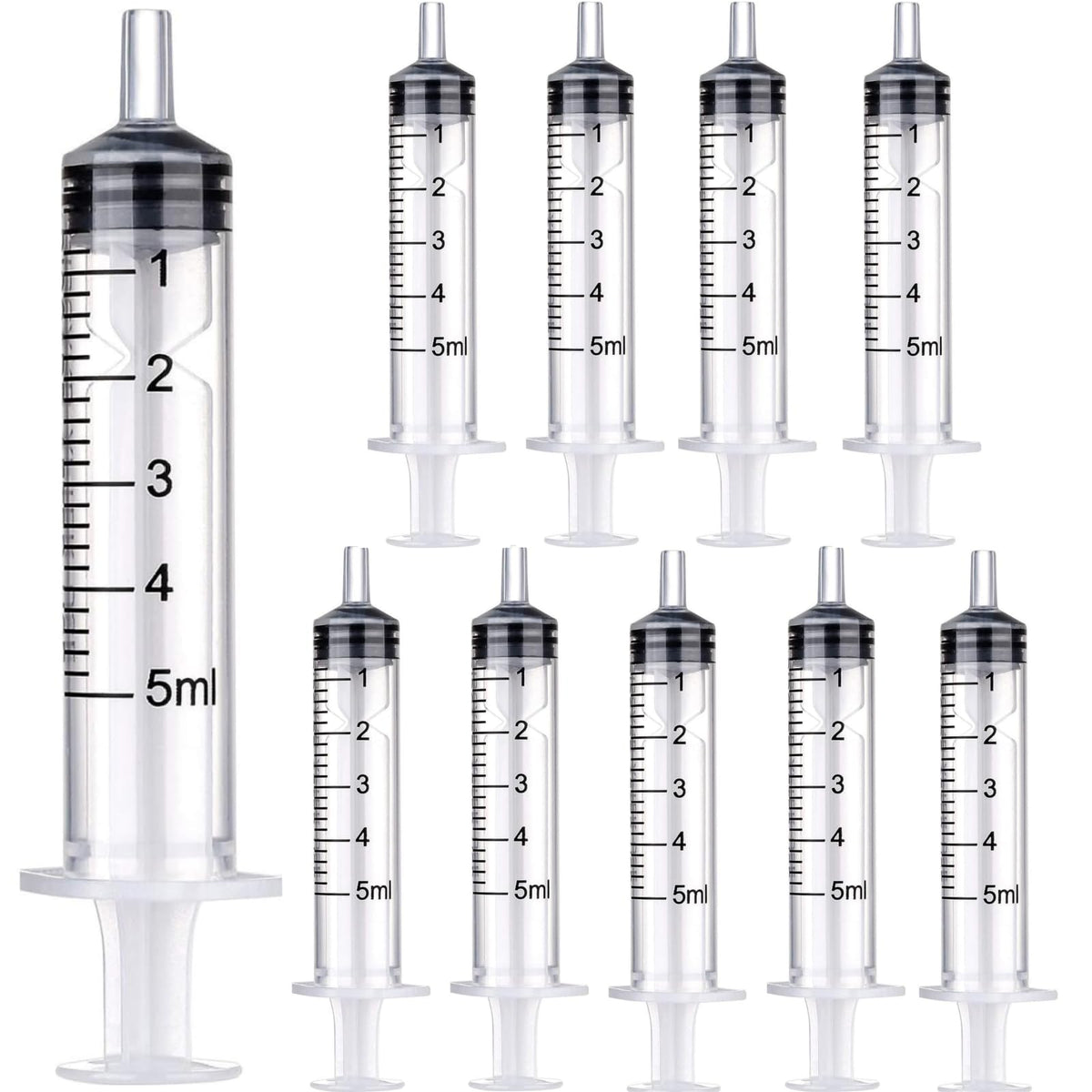 15 Pack 5ml Syringes, Small Dosing Syringe for Measuring,Individually Packaged Sterile Syringes,Plastic Syringes with Cap for Labs,Pets Feeding, Oil or Glue