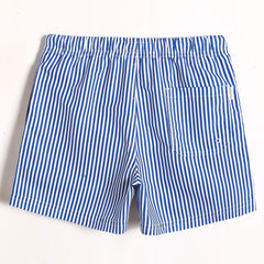 MaaMgic Little Boys' Swimming Shorts Beach Trunk Toddler Swim Shorts Boardshorts Lightweight Beach Shorts Adjustable Waist All Age,Blue White Stripe,3 Years