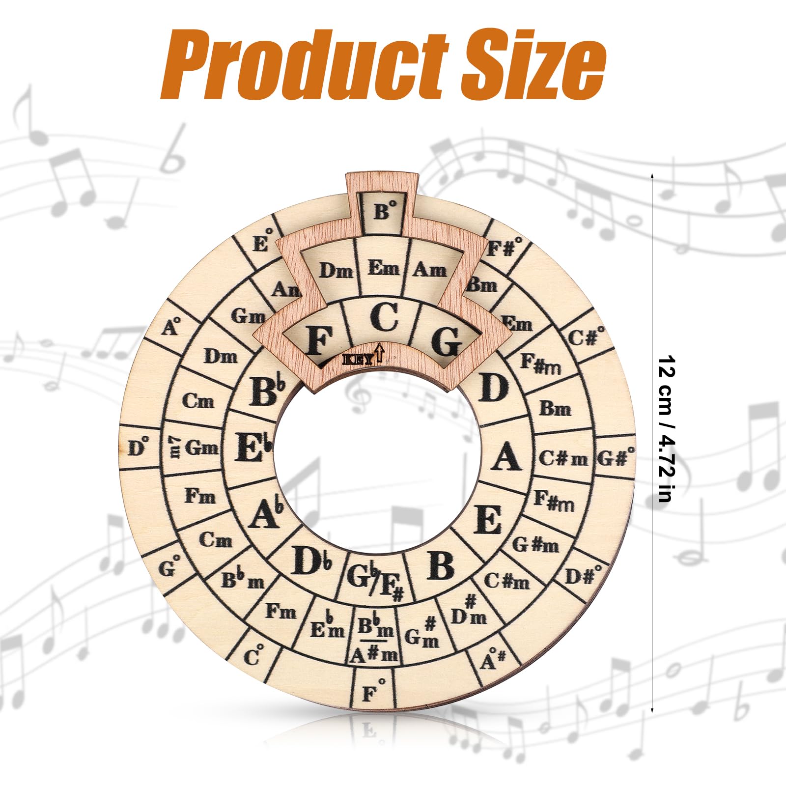 Wooden Melody Tool, Round Circle of Fifths Wheel Melody Chord Tool Music Transpose Accessories Wooden Chord Wheel for Musicians Musical Beginners Songwriters for Notes Chords Key Signature