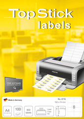 TopStick 8716 Multi-Purpose Labels, 8 Labels Per A4 Sheet, 105 x 74 mm, 8000 Labels, Self Adhesive, Large Stickers for Laser and Inkjet Printers, White