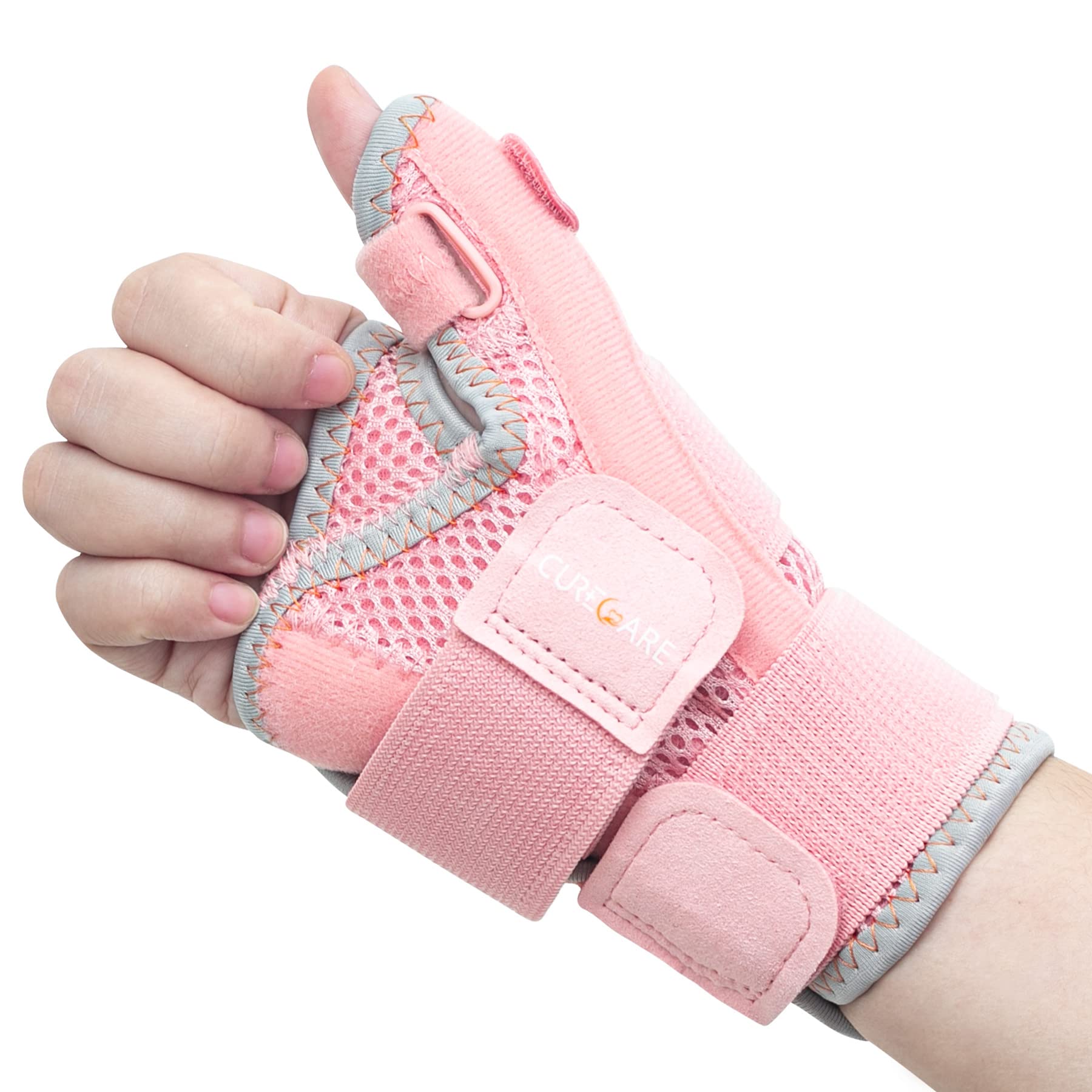 CURECARE New Upgraded Thumb Support for Right & Left Hand, Reversible Thumb Splint for Arthritis Pain And Support, Thumb Brace for Sprains, Tendonitis Relief, One Size Fits Any Hand (Pink)