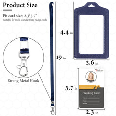 Teskyer 2 Pack Double Sided Clear Badge Holder, ID Card Holders, with Nylon Lanyard, for Work, Business, Oyster Card, Bus, Pass, Blue