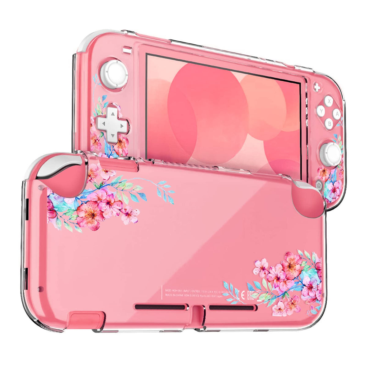 DLseego Case Compatible with Switch Lite, Protective PC Cover for Switch Lite, Clear Switch Lite case witch Anti-abrasion and Anti-scratch Design,Peach Blossom