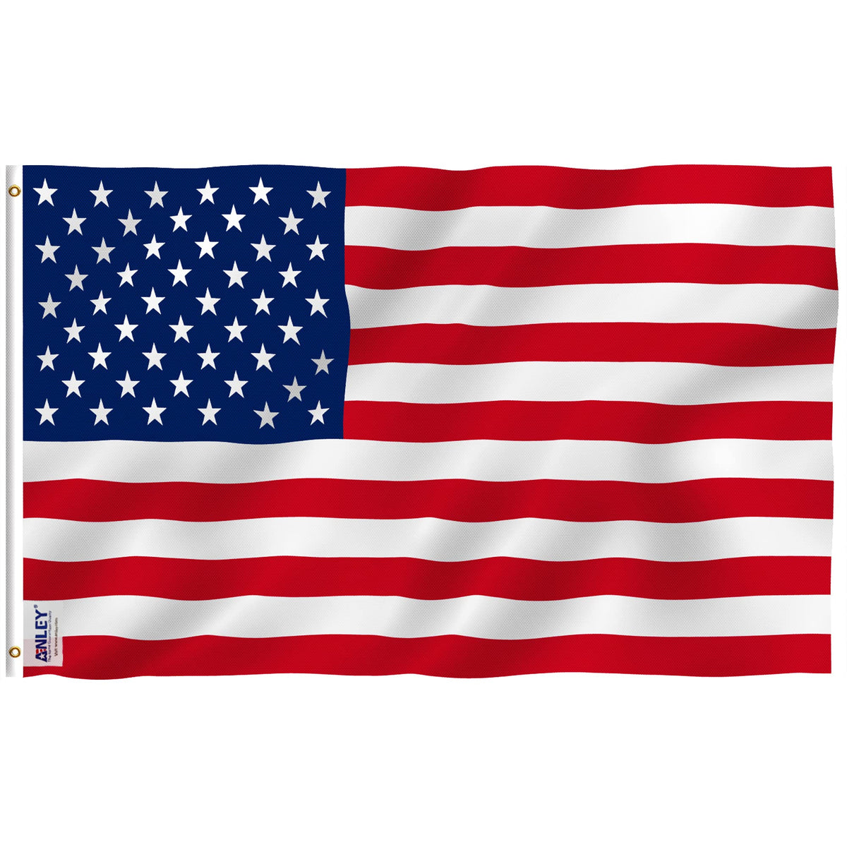 ANLEY Fly Breeze 3x5 Foot American US Polyester Flag - Vivid Color and UV Fade Resistant - Canvas Header and Double Stitched - USA Flags with Brass Grommets 3 X 5 Ft