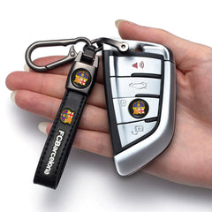 Zomanon Barcelona Car Keychain Keyring for Barcelona Fans,FC Barcelona Car Key Chain Replacement Key Fob Holder,Leather Car Key Lanyard Car Key Hanger,Souvenir/Gifts for Football Fans