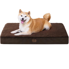 EHEYCIGA Orthopedic Dog Beds Large Mattress with Removable Washable Cover for Crate, Dark Green, 91x68x9cm