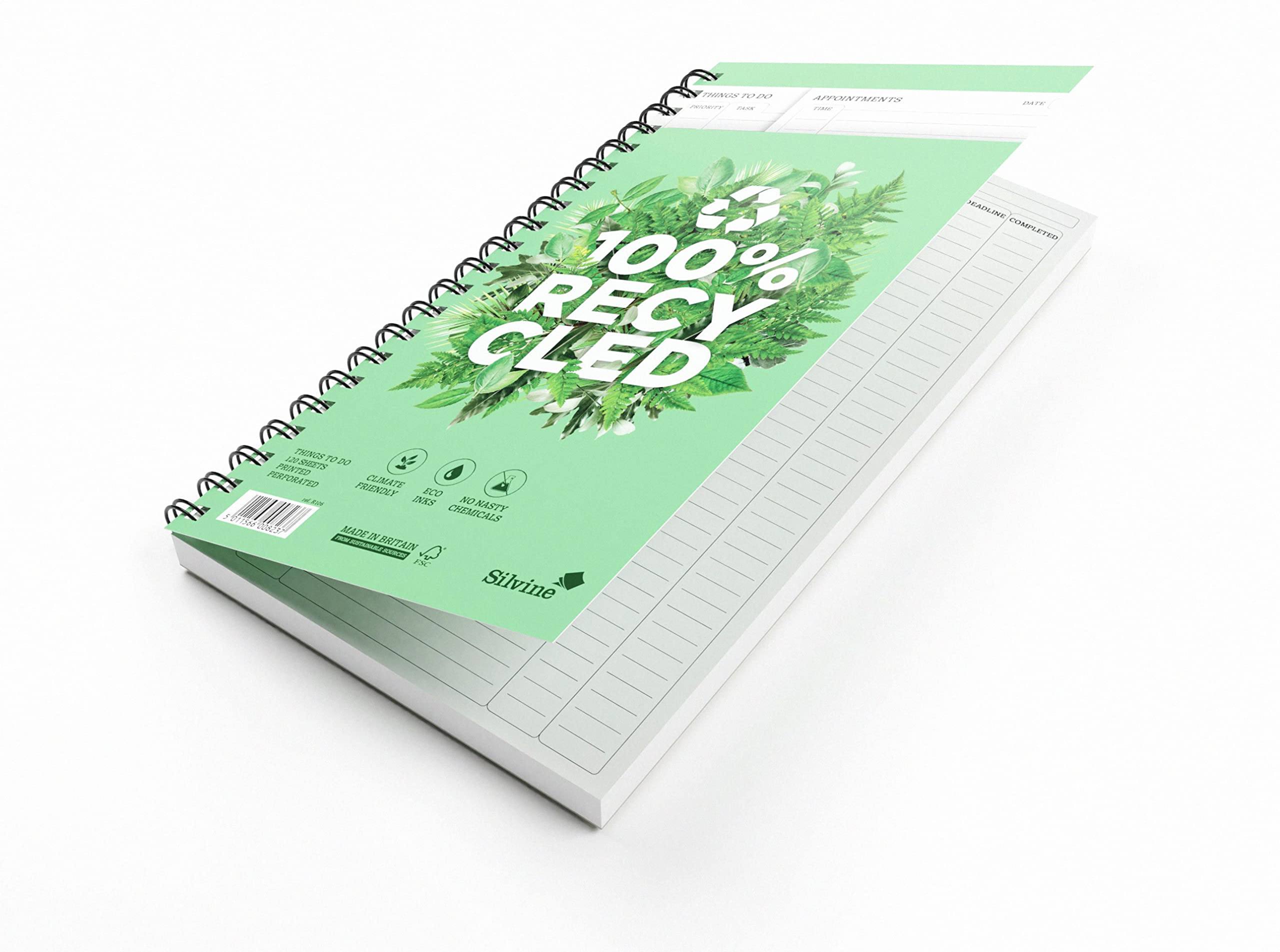 Silvine 280 x 150mm Recycled Things to Do Planner. Pre-Printed Template (120 Sheets)