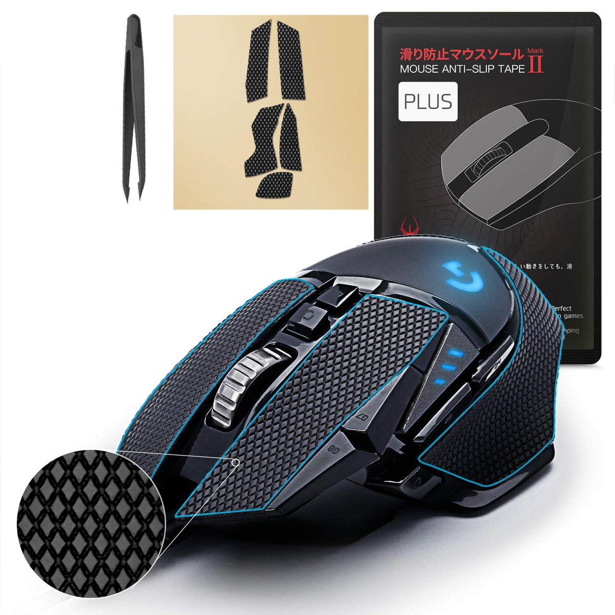 [ Grip Upgrade ] Hotline Games 2.0 Plus Anti Slip Grip Tape Compatible With Logitech Gaming Mouse Skins, Cut to Fit, Easy to Apply (for G502 Wired / G502 Wireless, Black)