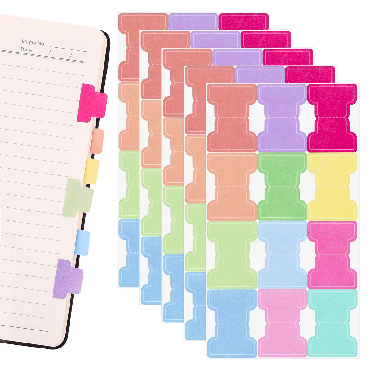 Hoiny Book Tabs, Sticky Tabs Page Markers, Double Sided Bible Tabs, Colorful Index Tabs, Annotation Tabs, Page Markers Tabs for Study Notes Cook Books Indexing Jobs