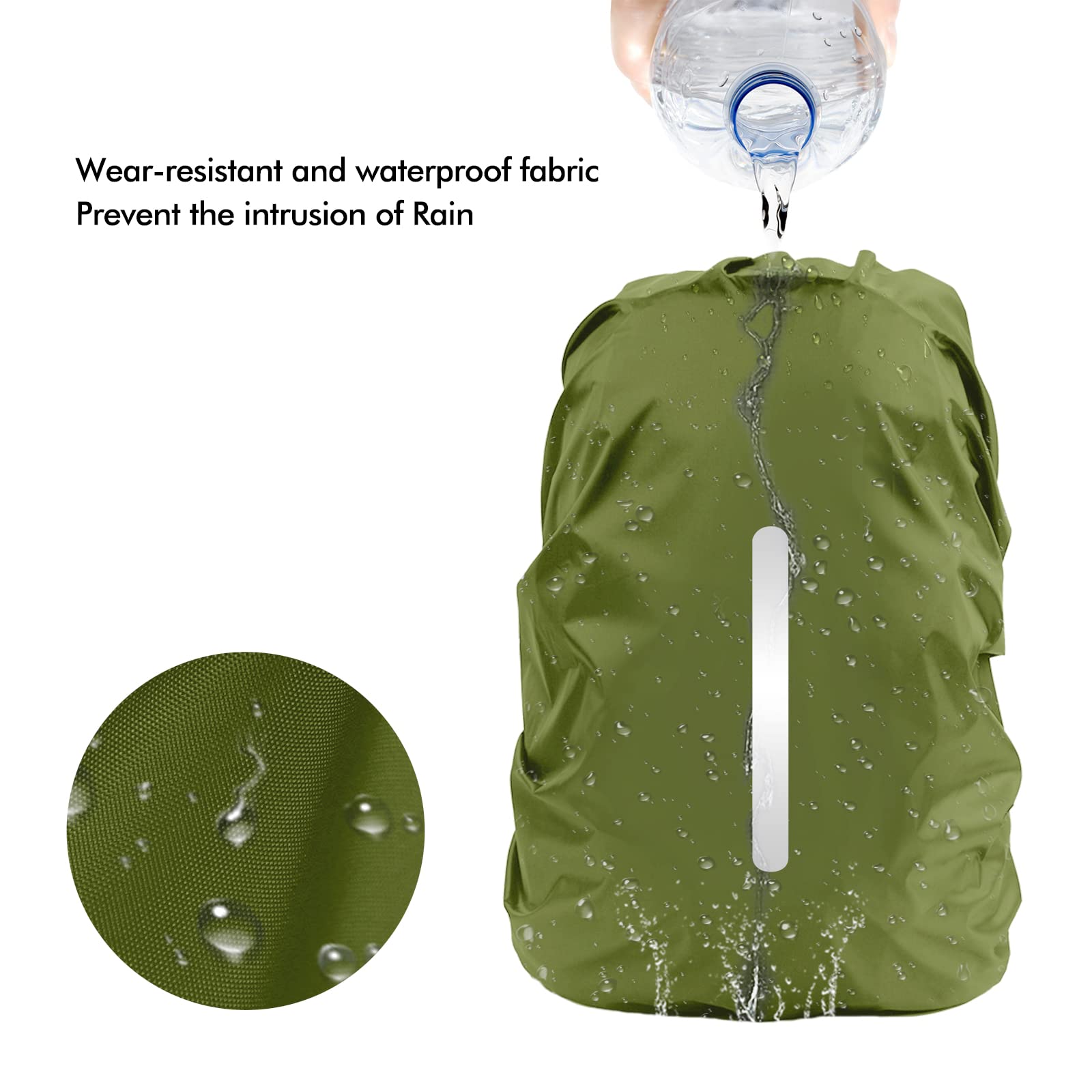 LAMA 2pcs Waterproof Rain Cover for Backpack, Reflective Rainproof Protector for Anti-dust and Anti-Theft M 26L-40L Black ArmyGreen