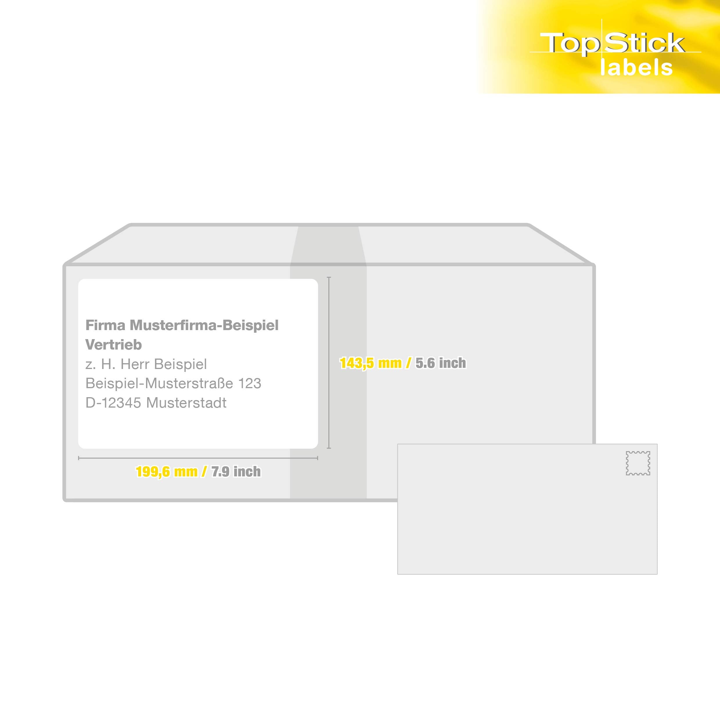 TopStick 8774 Parcel Shipping Paper Labels, 2 Labels Per A4 Sheet, 199.6 x 143.5 mm, 200 Labels, Self Adhesive, Stickers for Laser and Inkjet Printers, White