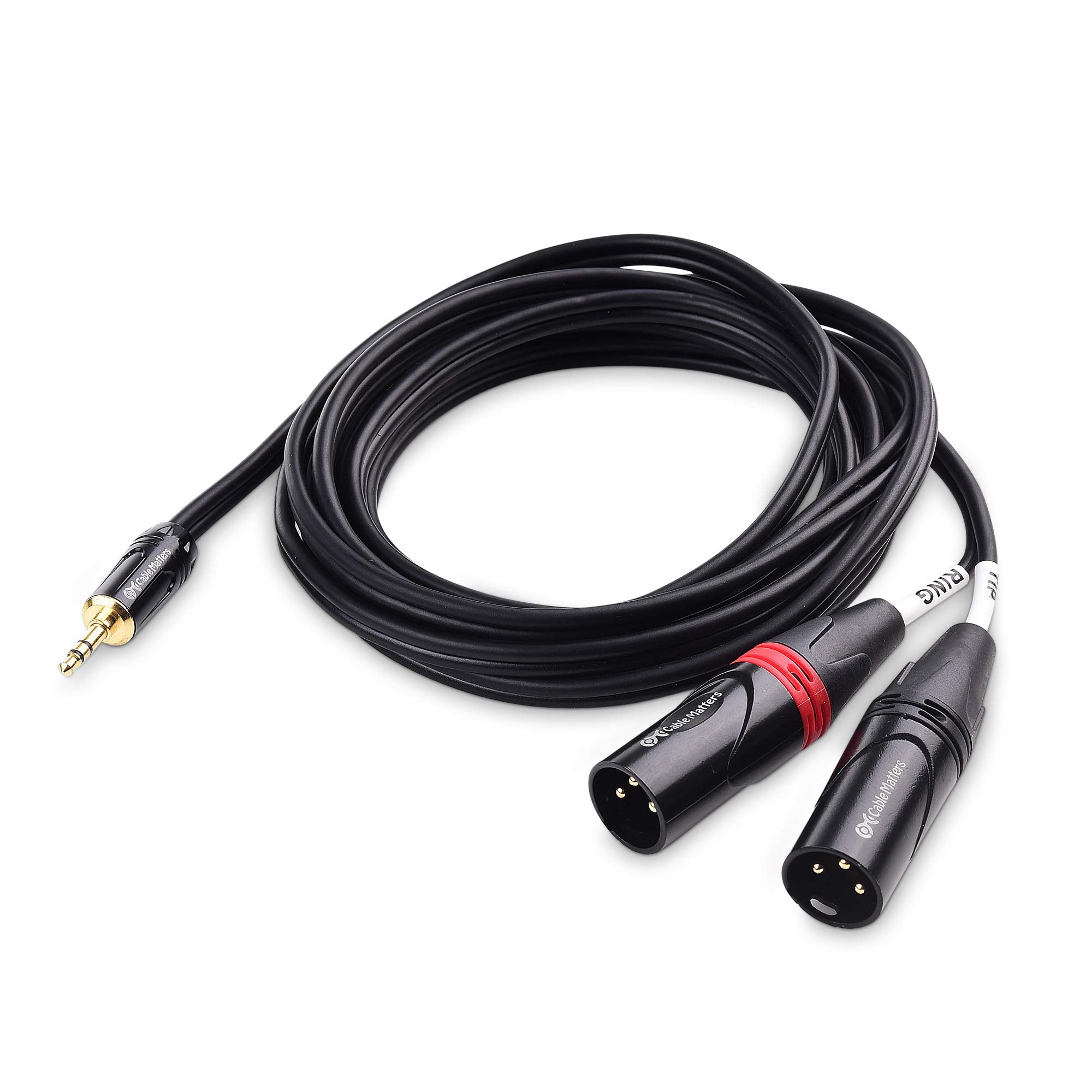 Cable Matters 1/8 Inch 3.5mm Mini Jack to XLR Stereo Cable 3 m, XLR to Mini Jack Cable, Male to Male Aux to Dual XLR Breakout Cable, 3.5mm Jack to Dual XLR Male Y-Splitter Cable