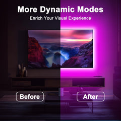 Daymeet TV LED Backlight TV Led Lights 3M for 32-43in TVs, TV Backlights Sync with Music Led Lights for TV Bluetooth App Remote Control Dimmable RGB Led Strip Lights for Bedroom Gaming Room