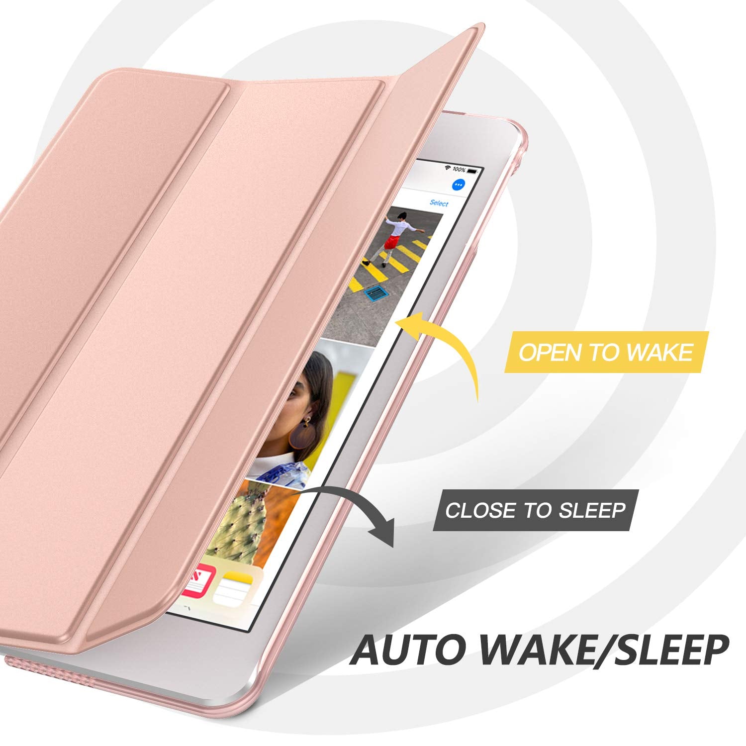 MoKo Case Fit New iPad Mini 5th Generation 7.9 inches 2019/iPad Mini 4 2015 - Slim Lightweight Smart Shell Stand Cover with Translucent Frosted Back Protector, with Auto Wake/Sleep - Rose Gold