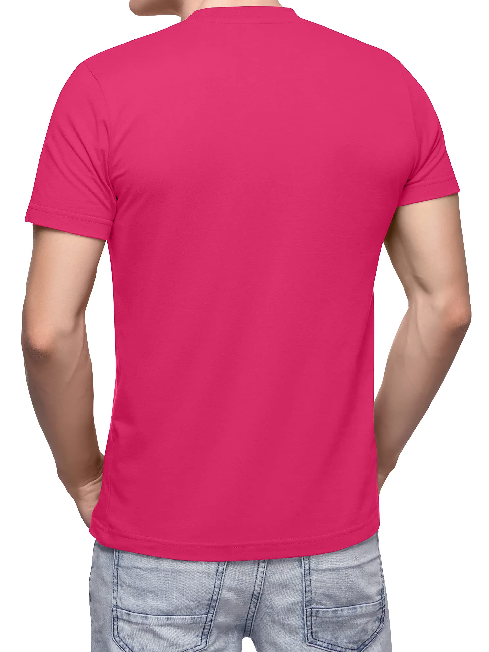 Love My Fashions Men's Round Neck Short Sleeves Plain T-Shirt Fuchsia