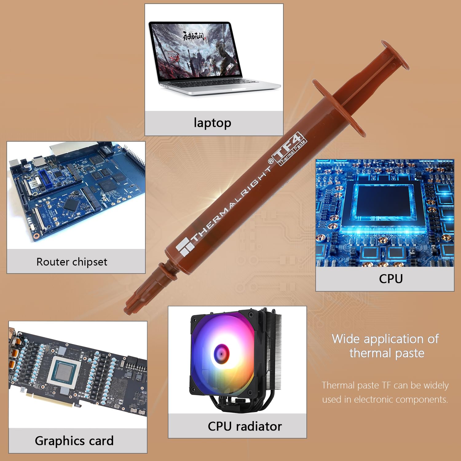 Thermalright TF4 4g Thermal Compound Paste for Coolers, Heat Sink Paste High Durability 9.5W/m.k-4 Grams,Graphic Card CPU Thermal Grease, Laptop Thermal Grease(TF4 4g)