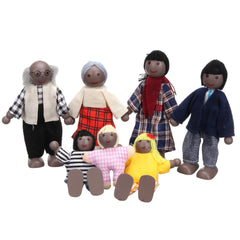 Dolls House People, Wooden Dolls House Furniture, Little People House Decor Accessories, Happy Family Furniture Miniature Family with 7 Mini People for Girls Kids Children Toy Gift