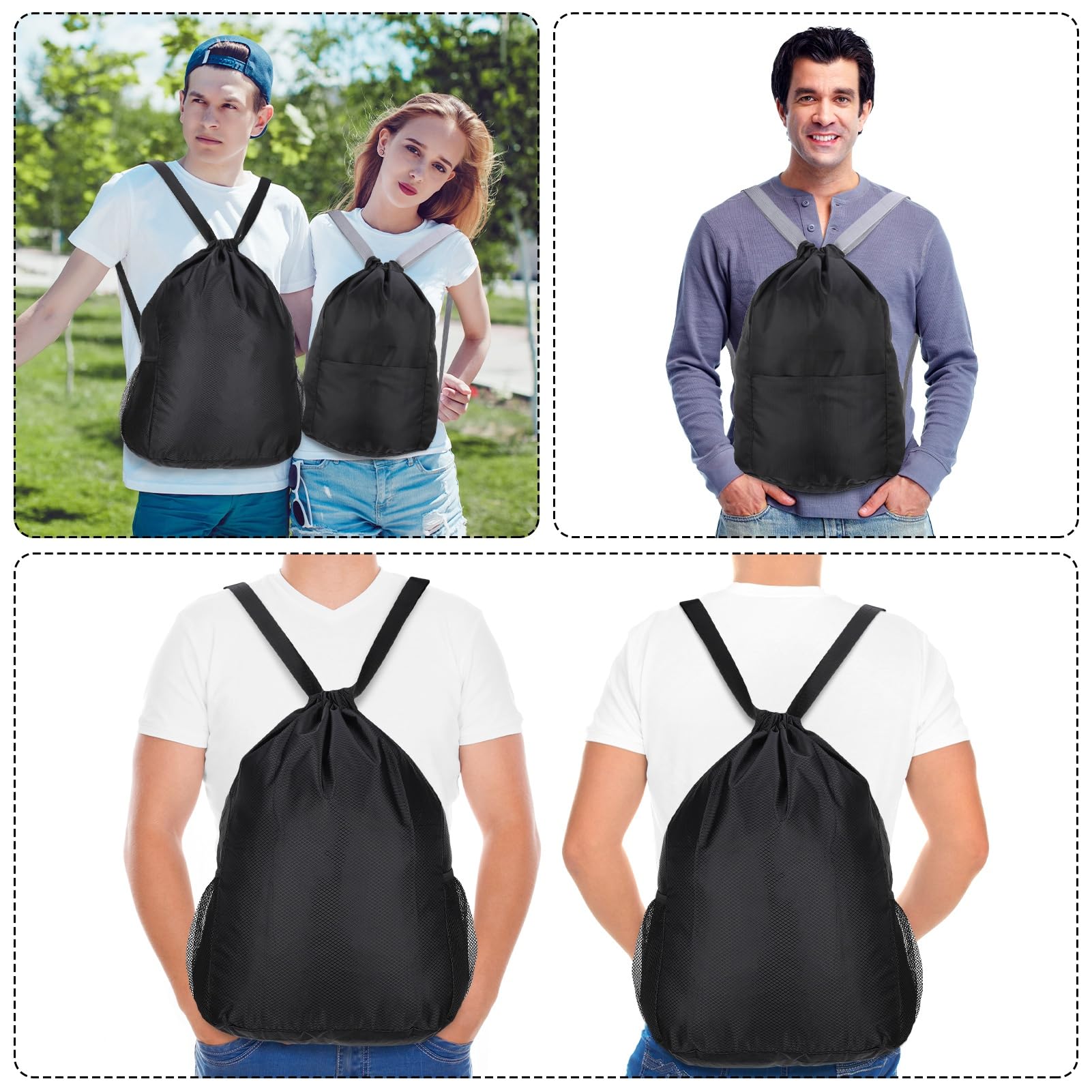 FRIUSATE 2 PCS Drawstring Bag - Drawstring PE Bag String Backpack Fitness Bag Waterproof Sport Gym Sack Sport Bag Swim Trainer Bag Suitable for Travel School Sports