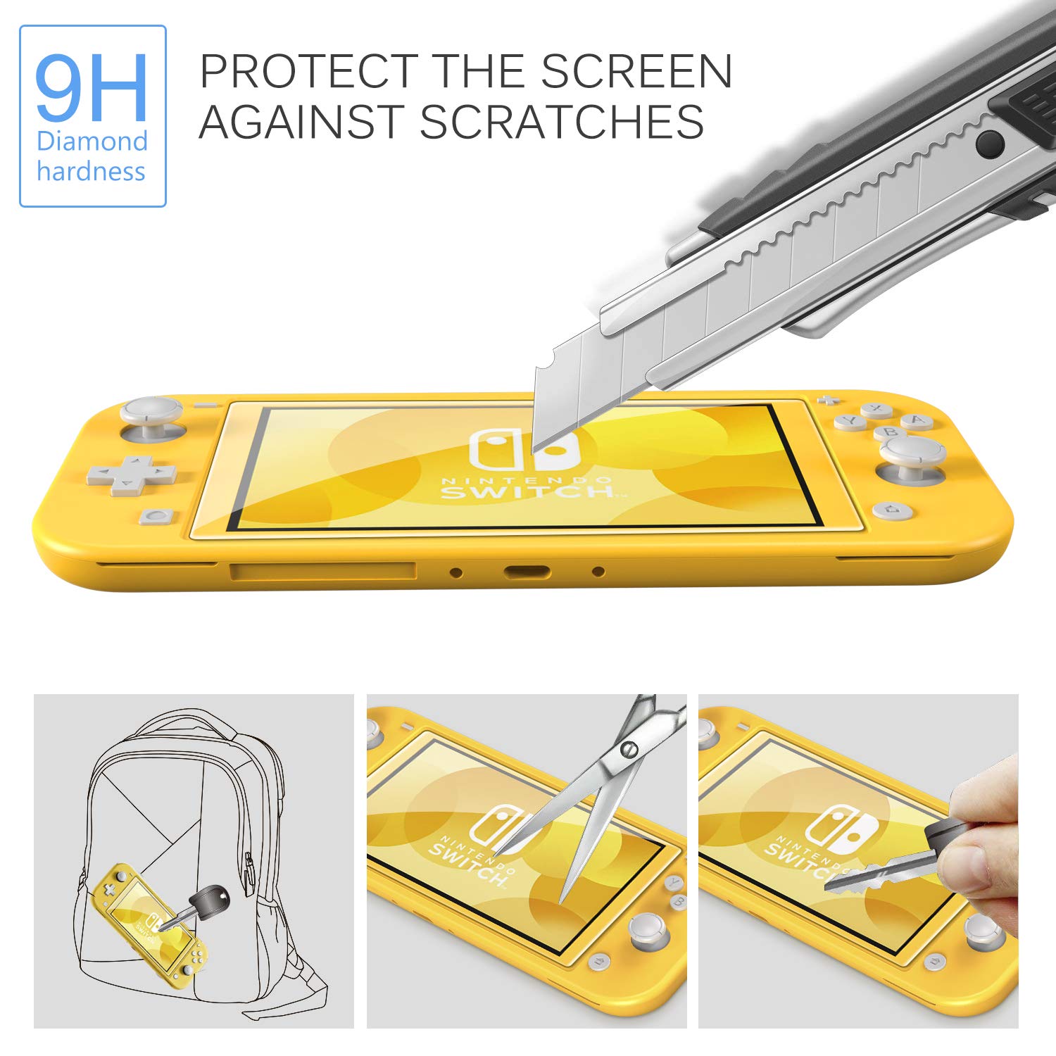 VGUARD〔4 Pack〕Screen Protector for Nintendo Switch Lite, Tempered Glass Film for Nintendo Switch Lite [9H Hardness] [Anti-Scratch] [Bubble Free] [Crystal Clear]