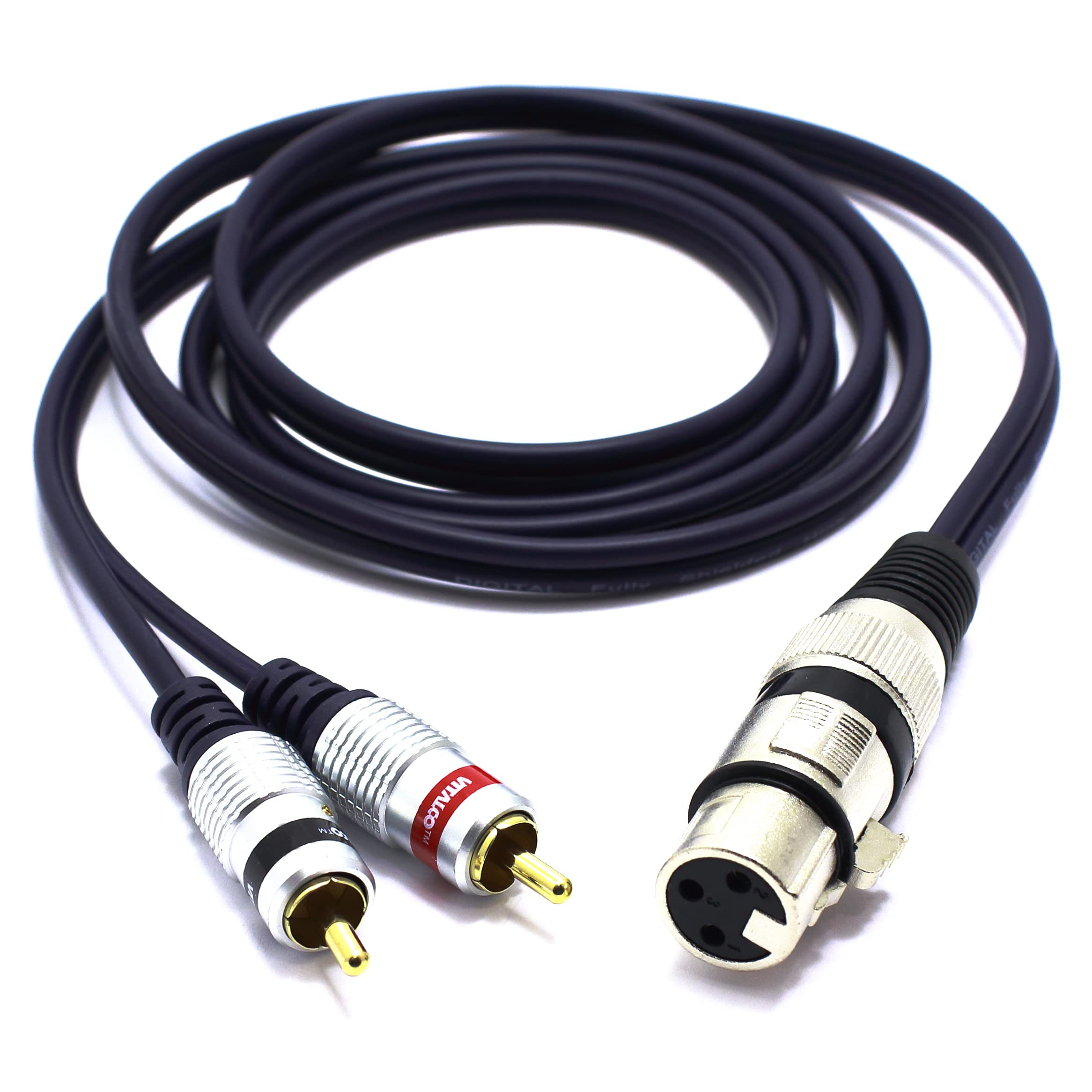 Vitalco XLR Female to 2x Cinch Stereo Cable, Microphone Cable, 3-Pin to Chinch Adaptor, 1.5 m