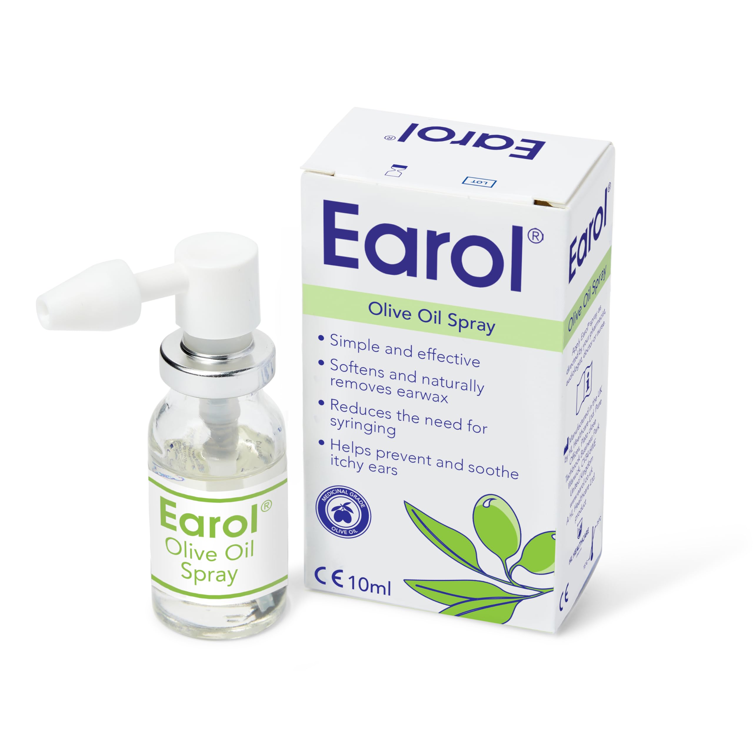 Earol   Olive Oil Ear Wax Removal Spray   Clinically Proven   Reduces Need for Syringing   Metered Dose   3 Pack of 10ml Oil Spray Bottle, 10ml (Pack of 3)