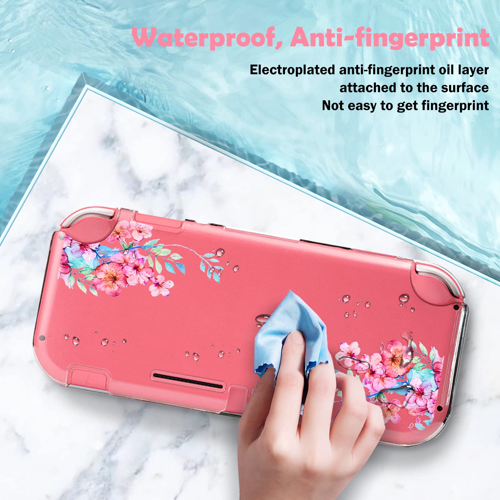 DLseego Case Compatible with Switch Lite, Protective PC Cover for Switch Lite, Clear Switch Lite case witch Anti-abrasion and Anti-scratch Design,Peach Blossom