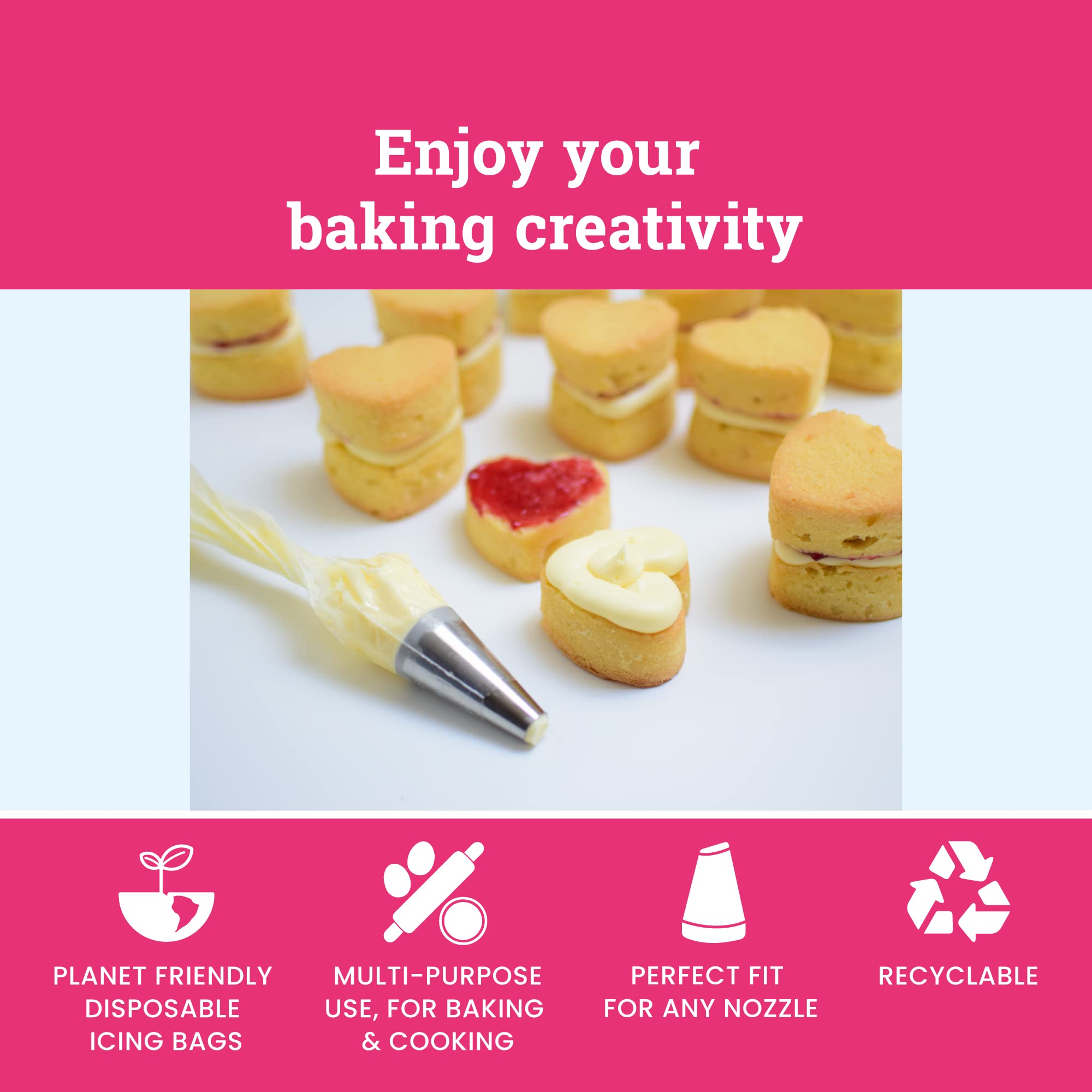 Tala 10 Reusable Icing Bags - Clear Piping Bags Disposable for Cakes, Cupcakes and Baking Piping Set Decorations - Fits Any Nozzle - Bakeware Accessories - 16.5 cm x 31 cm