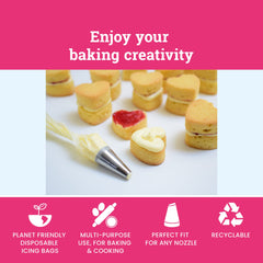 Tala 10 Reusable Icing Bags - Clear Piping Bags Disposable for Cakes, Cupcakes and Baking Piping Set Decorations - Fits Any Nozzle - Bakeware Accessories - 16.5 cm x 31 cm