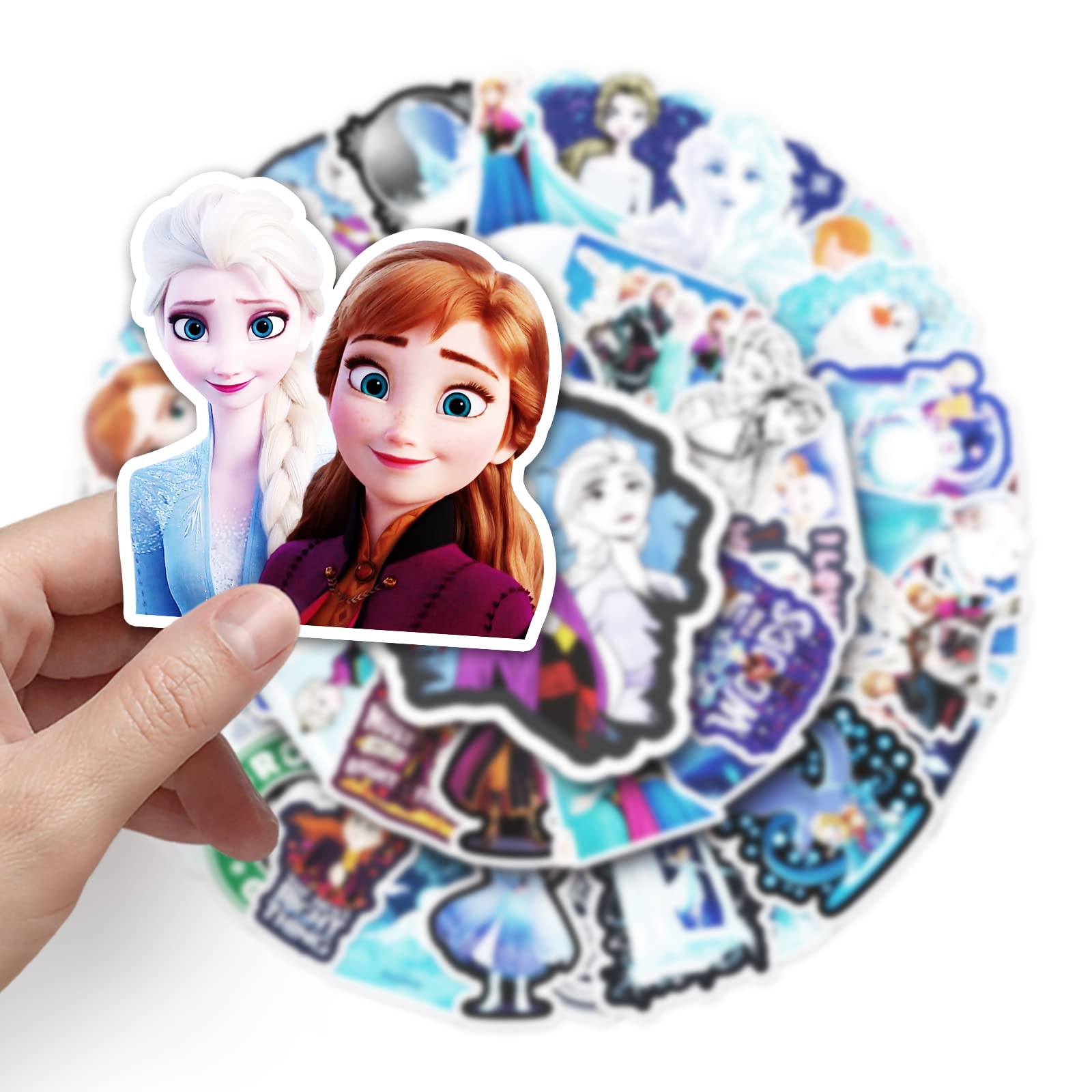 Yangsiw Frozen Stickers Waterproof Vinyl Stickers for Water Bottle Luggage Bike Car Decals Anna and Elsa Stickers for Kids 50pcs …