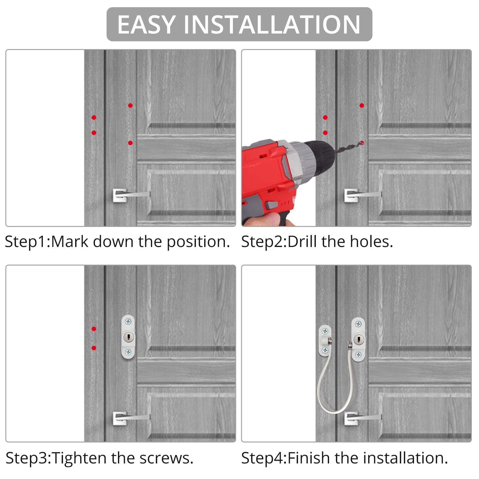 Window Restrictor Lock Justech 4PCs UPVC Window Lock Window Door Restrictor Child Baby Safety Security Lock with Screws and Keys for Home Public and Commercial Use-White