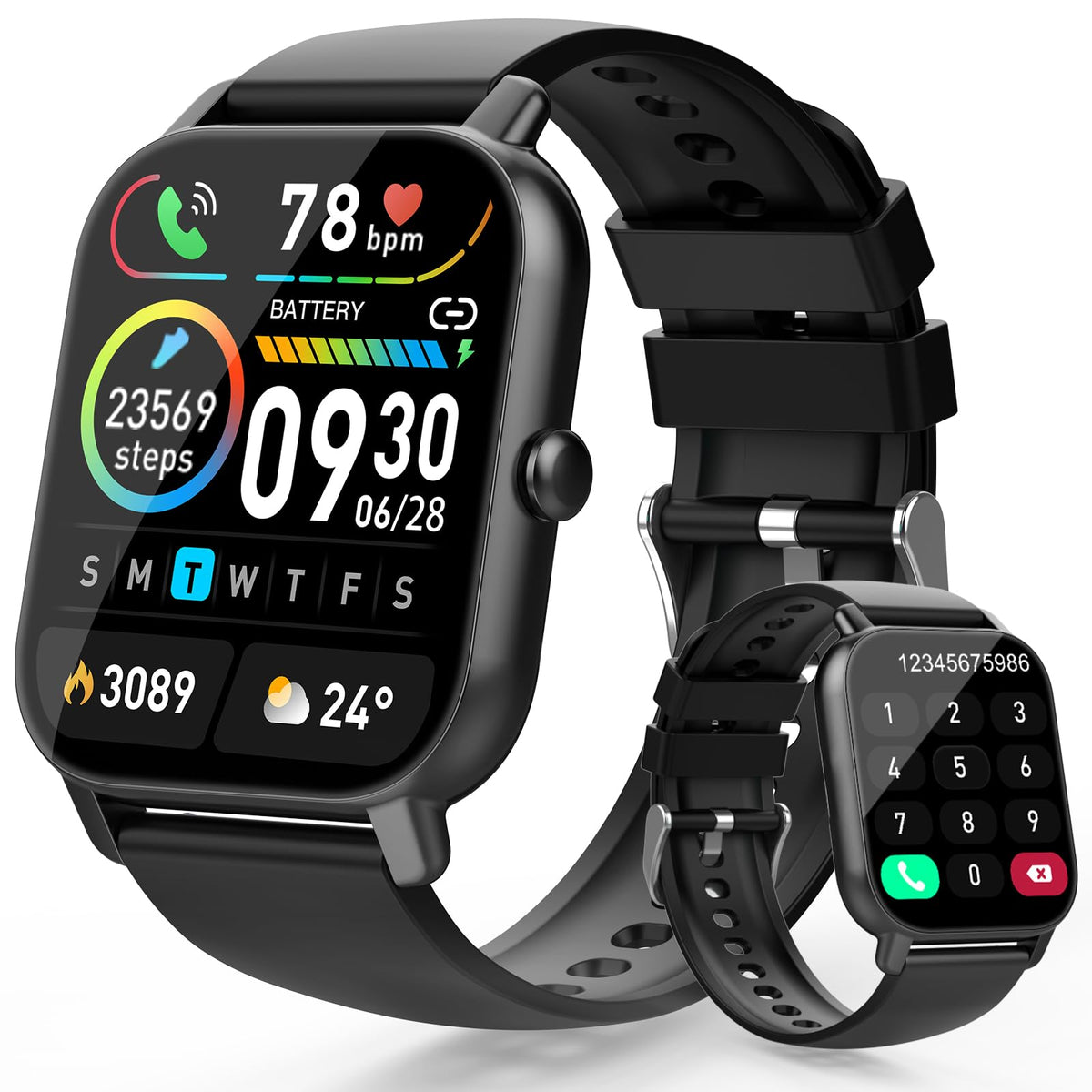 Aptkdoe Smart Watch Answer/Make Calls, 1.85 inches HD Touch Screen Fitness Watch for Men Women, 100and Sports Modes, Step Counter, Heart Rate Sleep Monitor, IP68 Waterproof Activity Tracker for iOS Andriod